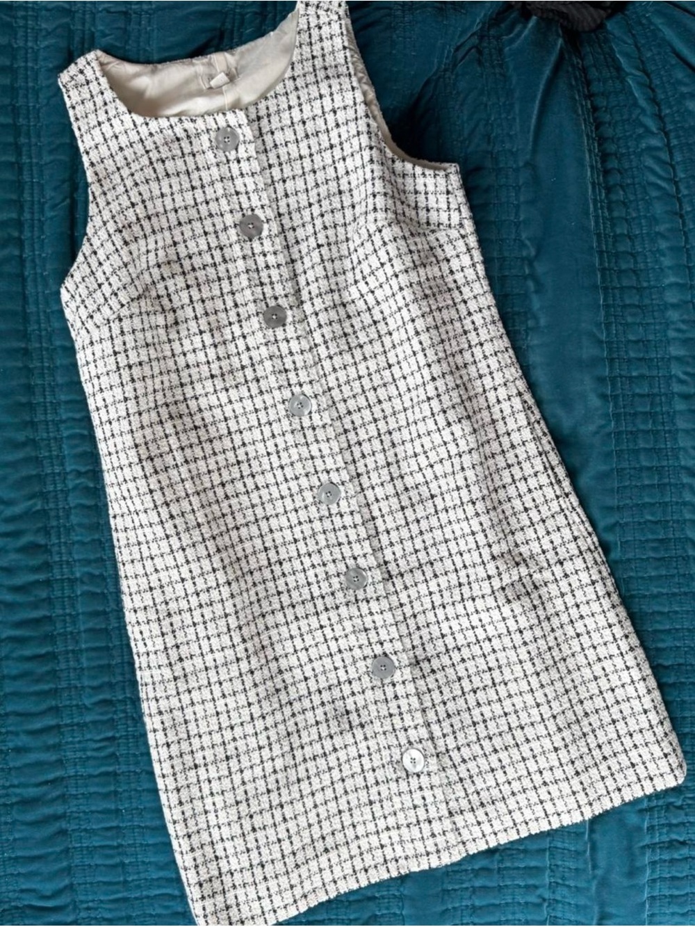 J. Crew White and Black Tweed Dress, Size 8